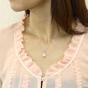 パール ペンダントトップ ダイヤ あこや本真珠 ホワイトゴールド ネックレス ダイヤモンド ジュエリー ジュエリー プレゼント ギフト ご褒美 自分買い puの画像