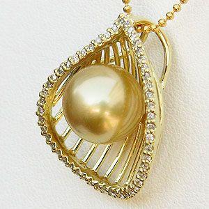 ゴールデンパール ペンダントトップ 南洋真珠 k18 ゴールド ペンダント