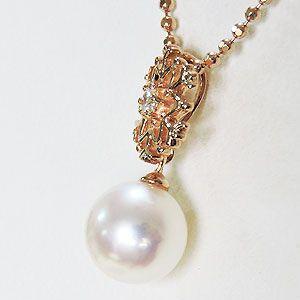 パール ペンダントトップ k18 あこや本真珠 ダイヤモンド 7mm k18G ピンクゴールド ジュエリー 人気 プレゼント ギフト ご褒美 自分買い puの画像