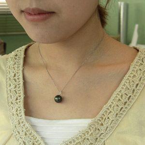 タヒチ黒蝶真珠 ペンダントトップヘッド ダイヤモンド パール