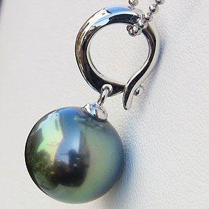 真珠 パール ペンダントトップ ヘッド タヒチ黒蝶真珠 10mm 開閉式  