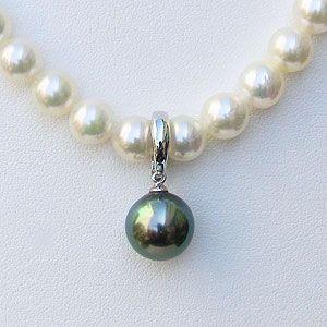 真珠 パール ペンダントトップ ヘッド タヒチ黒蝶真珠 10mm 開閉式