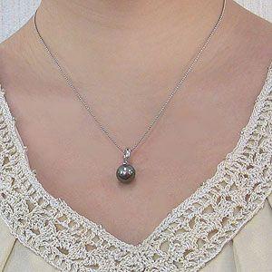 真珠 パール ペンダントトップ ヘッド タヒチ黒蝶真珠 10mm 開閉式