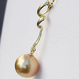 真珠 パール ペンダント ネックレス 南洋白蝶真珠 10mm k18 ゴールド 