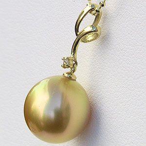 真珠 パール ペンダント ネックレス 南洋白蝶真珠 10mm k18 ゴールド