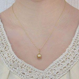 真珠 パール ペンダント ネックレス 南洋白蝶真珠 10mm k18 ゴールド