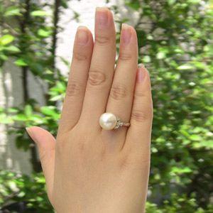 真珠 リング 指輪 南洋白蝶真珠 ダイヤモンド プラチナ ピンクホワイト