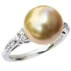 パール 指輪 真珠 リング 真珠 指輪 南洋白蝶真珠 10mm 18金 k18 ホワイトゴールド ダイヤモンド 普段使い フォーマル プレゼント ギフト ご褒美 自分買い p