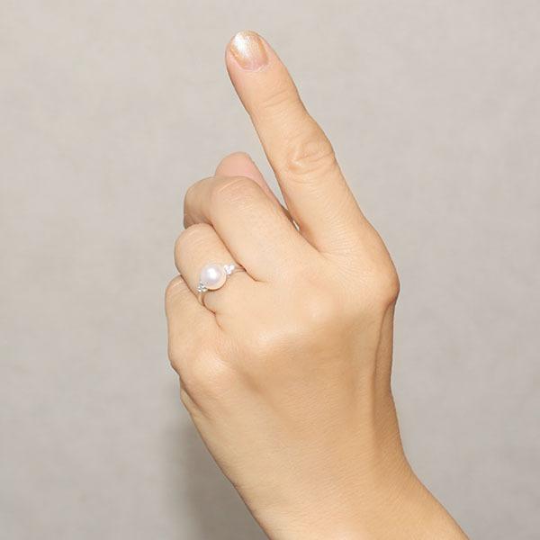 パールリング 普段使い 8mm ホワイトゴールド k18 本真珠 あこや