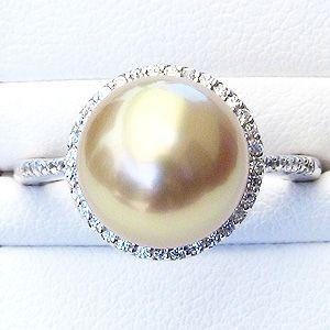パール 指輪 真珠 リング ル 南洋白蝶真珠 ゴールド系 直径11mm