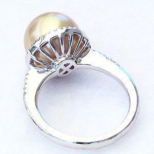 パール 指輪 真珠 リング ル 南洋白蝶真珠 ゴールド系 直径11mm タイヤ