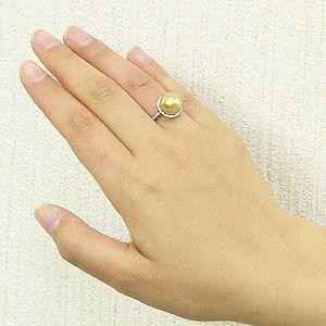 パール 指輪 真珠 リング ル 南洋白蝶真珠 ゴールド系 直径11mm タイヤ