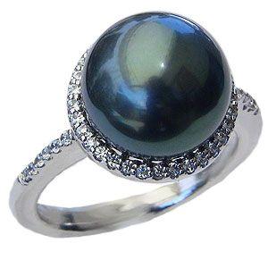 パール リング レディース 真珠リング 指輪 タヒチ黒蝶真珠 11mm リング 18金 k18 ホワイトゴールド 普段使い フォーマル プレゼント ギフト 自分買い p