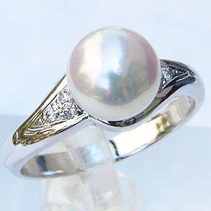 本真珠　パール デザインリング プラチナ Pt900 本真珠 ダイヤモンド 楽天市場】【中古】MIKIMOTO ミキモト パール ダイヤ プラチナ