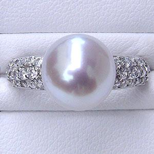 パール 指輪 真珠 リング 南洋白蝶真珠 ダイヤモンド0.6ct pt900