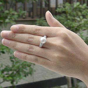 パール 指輪 真珠 リング 南洋白蝶真珠 ダイヤモンド0.6ct pt900