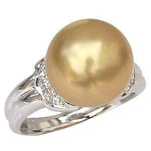 真珠 リング 真珠 指輪 南洋白蝶真珠 18金 k18 ホワイトゴールド