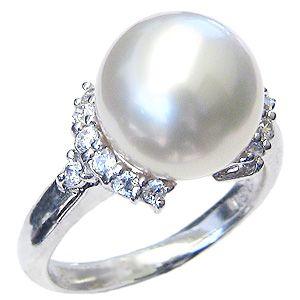 パール 指輪 真珠 リング 真珠 指輪 南洋白蝶真珠 11mm 18金 k18 ホワイトゴールド リング ダイヤモンド付 普段使い プレゼント ギフト ご褒美 自分買い