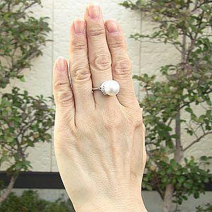 真珠 リング 指輪 南洋白蝶真珠 pt900 プラチナ 真珠の直径12mm