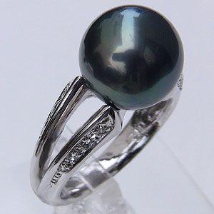 パール リング レディース 真珠リング 指輪 タヒチ黒蝶真珠