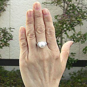 パール 指輪 真珠 リング 南洋白蝶真珠 18金 k18 ホワイトゴールド 