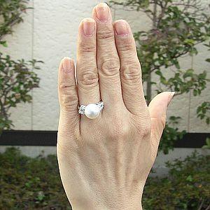 パール 指輪 真珠 リング 南洋白蝶真珠 pt900 プラチナ 直径11mm