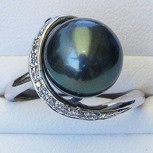 パール リング レディース 真珠リング 指輪 タヒチ黒蝶真珠 11mm