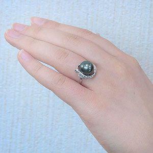 パール リング レディース 真珠リング 指輪 タヒチ黒蝶真珠 11mm