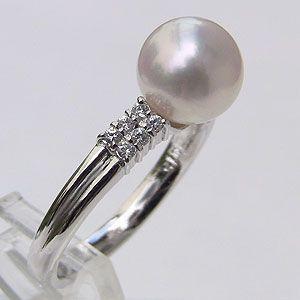 パール リング パールリング k18 k18 18金 ホワイトゴールド 真珠 指輪 あこや本真珠 8mm ダイヤモンド レディース 冠婚葬祭 プレゼント ご褒美 自分買い pu