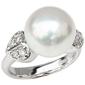 11mm真珠とダイヤのエレガントリング.プラチナ900