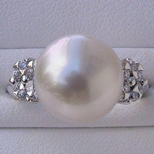 パール 指輪 真珠 リング 南洋白蝶真珠 12mm ホワイトゴールド