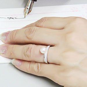 あこや真珠　k18wgボール 淡水真珠とのコンビネーション　リング パール リング 普段使い k18 18k 18金 ホワイトゴールド 真珠リング 本
