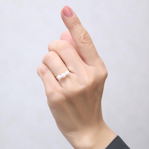 パール リング あこや 18金 18k イエローゴールド 普段使い 真珠リング