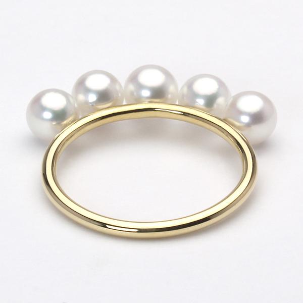パール リング あこや 18金 18k イエローゴールド 普段使い 真珠リング 本真珠 5mm 真珠5個 シンプル 重ね着け 送料無料 エタニティ 華奢 プレゼント puの画像