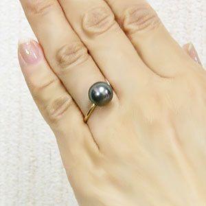 パール リング 真珠指輪 ブラックパール 18金 k18 18k イエロー パール リング 真珠指輪 ブラックパール 18金 k18 18k イエロー