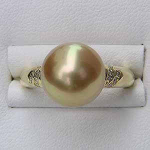 パール 指輪 真珠 リング 真珠 指輪 南洋白蝶 ダイヤモンド 18金 k18 ゴールド系 ラウンド形 普段使い フォーマル プレゼント ギフト ご褒美 自分買い p