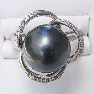 パール リング レディース 真珠リング 指輪 タヒチ黒蝶真珠 t900 プラチナ900 リング ダイヤモンド リング フォーマル プレゼント ギフト ご褒美 自分買い