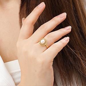 パールリング 普段使い パール リング k18 k18 18金 真珠 レディース イエローゴールド ダイヤモンド 真珠 送料無料 プレゼント ギフト ご褒美 自分買い puの画像