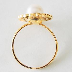 パールリング 普段使い パール リング k18 k18 18金 真珠 レディース イエローゴールド ダイヤモンド 真珠 送料無料 プレゼント ギフト ご褒美 自分買い puの画像