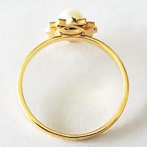 パールリング 普段使い パール リング k18 k18 18金 ダイヤモンド 14Kイエローゴールド 真珠4mm 冠婚葬祭 送料無料 プレゼント ギフト ご褒美 自分買い puの画像