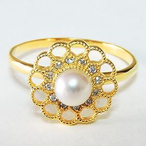 パールリング 普段使い パール リング k18 k18 18金 真珠 レディース ダイヤモンド ゴールド 18K あこや 冠婚葬祭 ケース プレゼント ギフト 自分買い puの画像