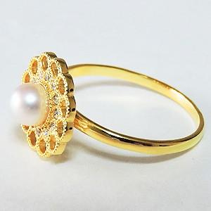 パールリング 普段使い パール リング k18 k18 18金 真珠 レディース ダイヤモンド ゴールド 18K あこや 冠婚葬祭 ケース プレゼント ギフト 自分買い puの画像