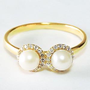 パールリング 普段使い パール リング k18 18金 真珠 イエローゴールド ダイヤモンド ゴールド 18k 6月誕生石 冠婚葬祭 プレゼント ギフト 自分買い puの画像