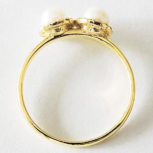 パールリング 普段使い パール リング k18 18金 真珠 イエローゴールド ダイヤモンド ゴールド 18k 6月誕生石 冠婚葬祭 プレゼント ギフト 自分買い puの画像