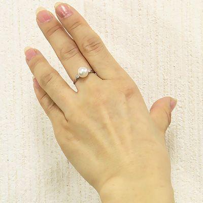 k18 パール リング 普段使い 真珠指輪 18k 18金 ホワイトゴールド 
