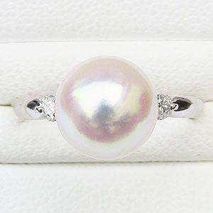 パール リング 真珠指輪 18k k18 18金 ホワイトゴールド