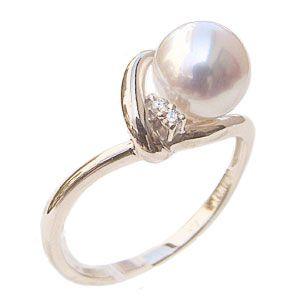 パールリング 普段使い パール リング k18 k18 18金 ダイヤモンド イエローゴールド 8mm 6月誕生石 冠婚葬祭 保証書付 プレゼント ギフト ご褒美 自分買い puの画像