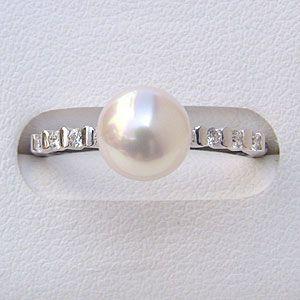 パールリング 普段使い パール リング k18 k18 18金 ホワイトゴールド あこや真珠 ピンクホワイト系 8mm ダイヤモンド プレゼント ギフト ご褒美 自分買い pu