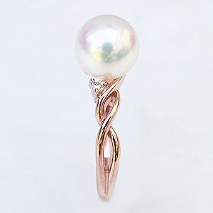 パールリング 普段使い パール リング 真珠 指輪 k18 k18 18金 ピンクゴールド あこや真珠 8mm ダイヤモンド 冠婚葬祭 プレゼント ギフト ご褒美 自分買い puの画像
