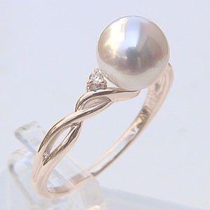 パールリング 普段使い パール リング k18 k18 18金 あこや真珠 ダイヤモンド ホワイトゴールド 8mm 6月誕生石 冠婚葬祭 プレゼント ギフト 自分買い puの画像